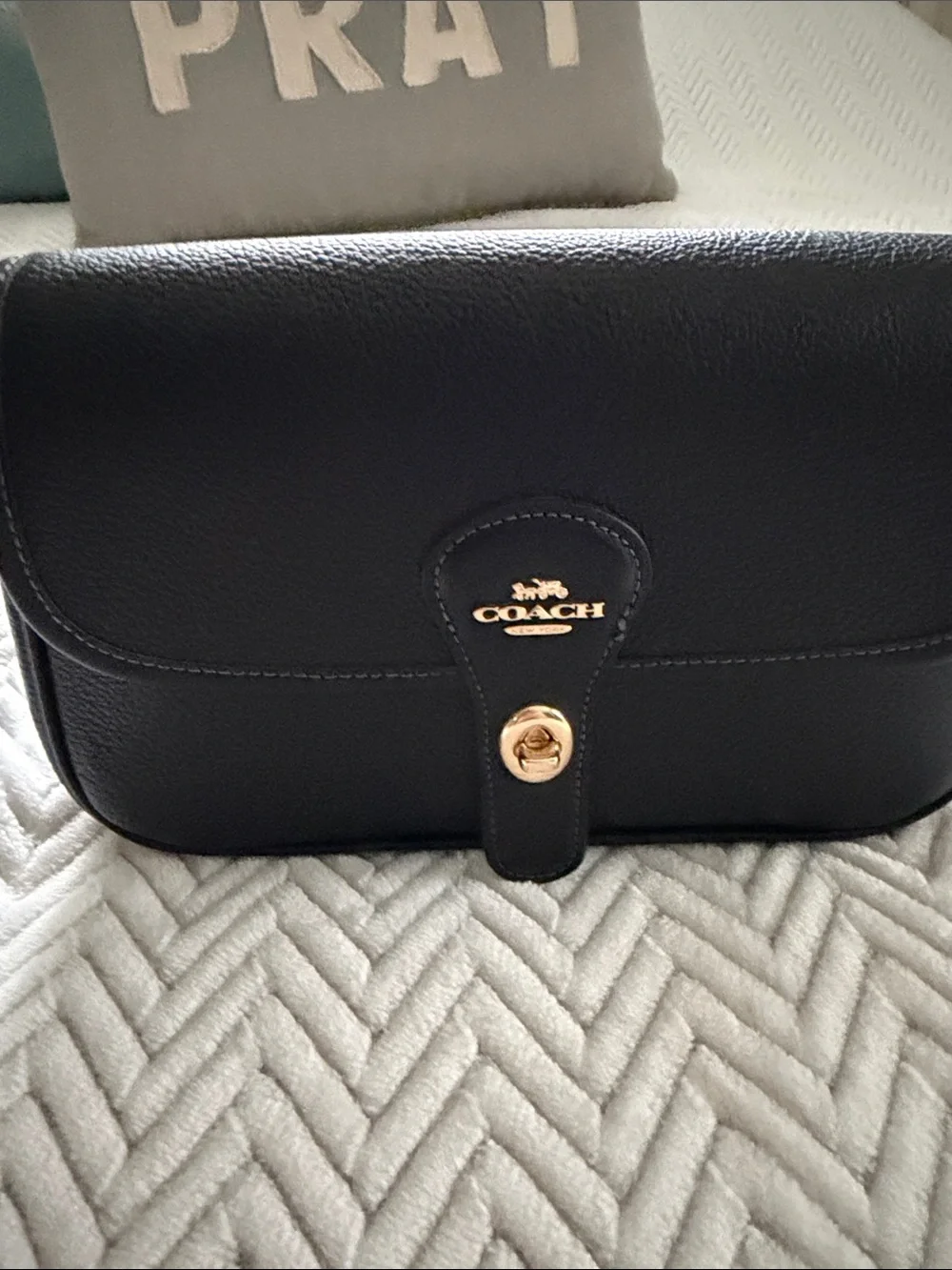 Coach Black Leather Crossbody with Gold Hardware and Cardholder